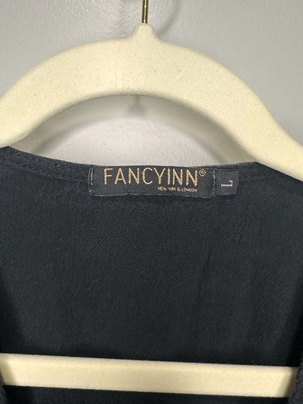 FANCYINN Black Sleeveless Ruffle Crop Top Blouse, SzL - Picture 4 of 5